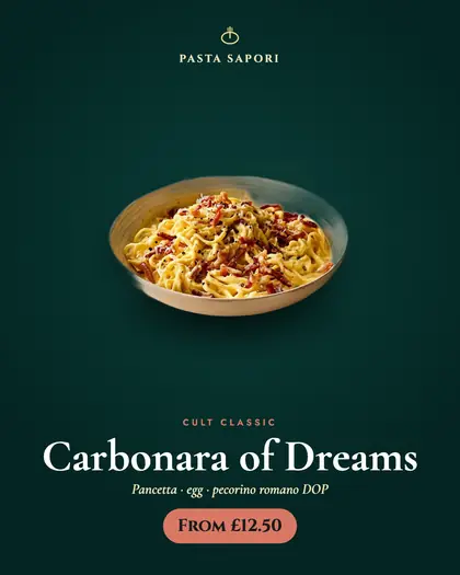 Pasta Sapori post: Carbonara of Dreams, from £12.50
